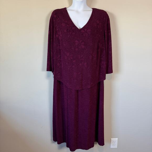 Connected Woman Purple Plus 22W Overlay Cape Dress Formal Mother of Bride - Picture 2 of 10